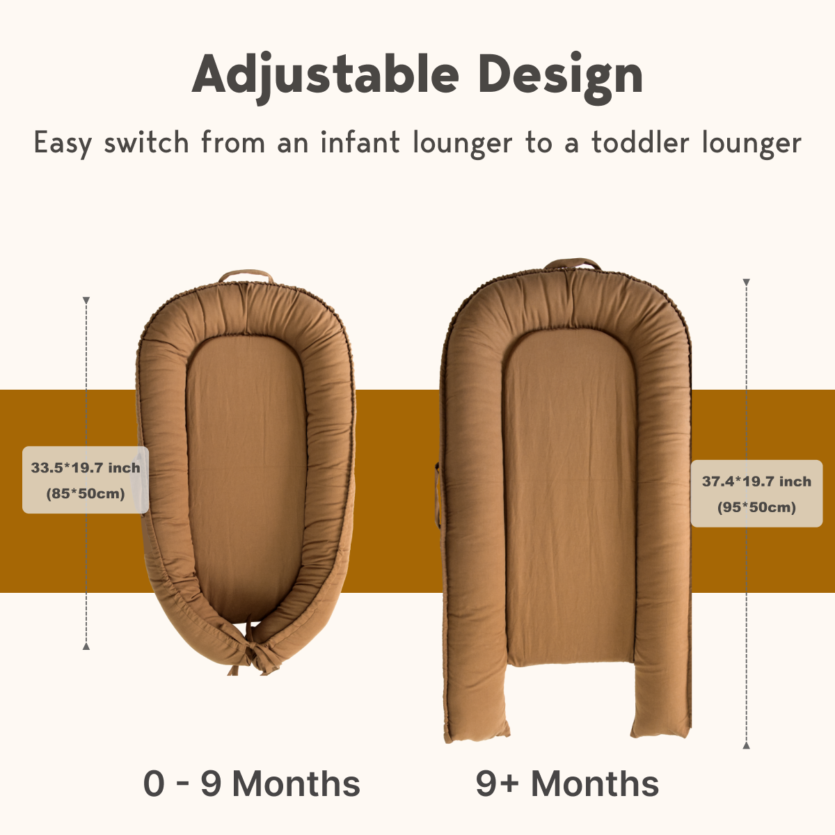 LoveryTots Classic Baby Lounger - Cotton - GoldenBrown