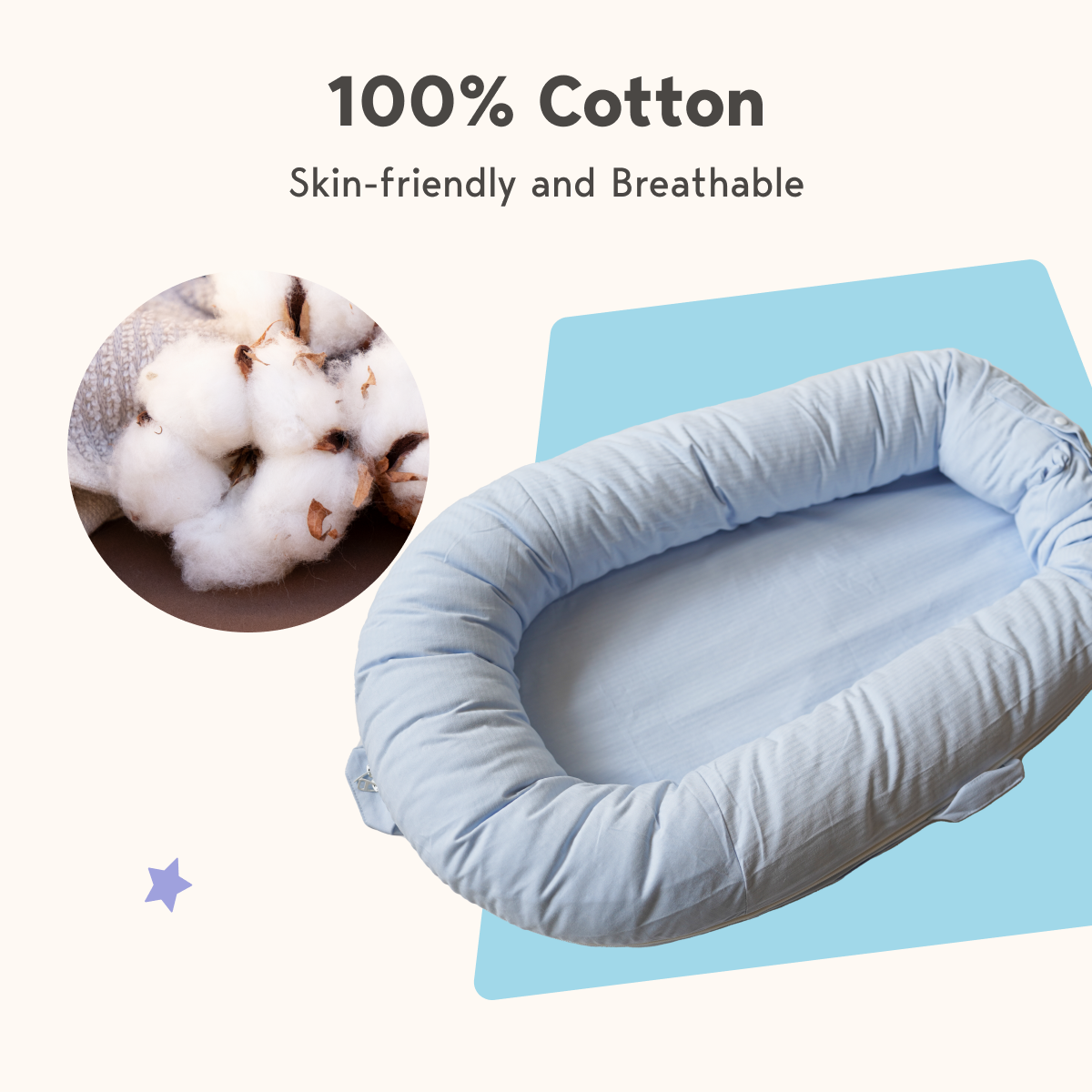 LoveryTots Deluxe Baby Lounger - Cotton - ElsaBlue
