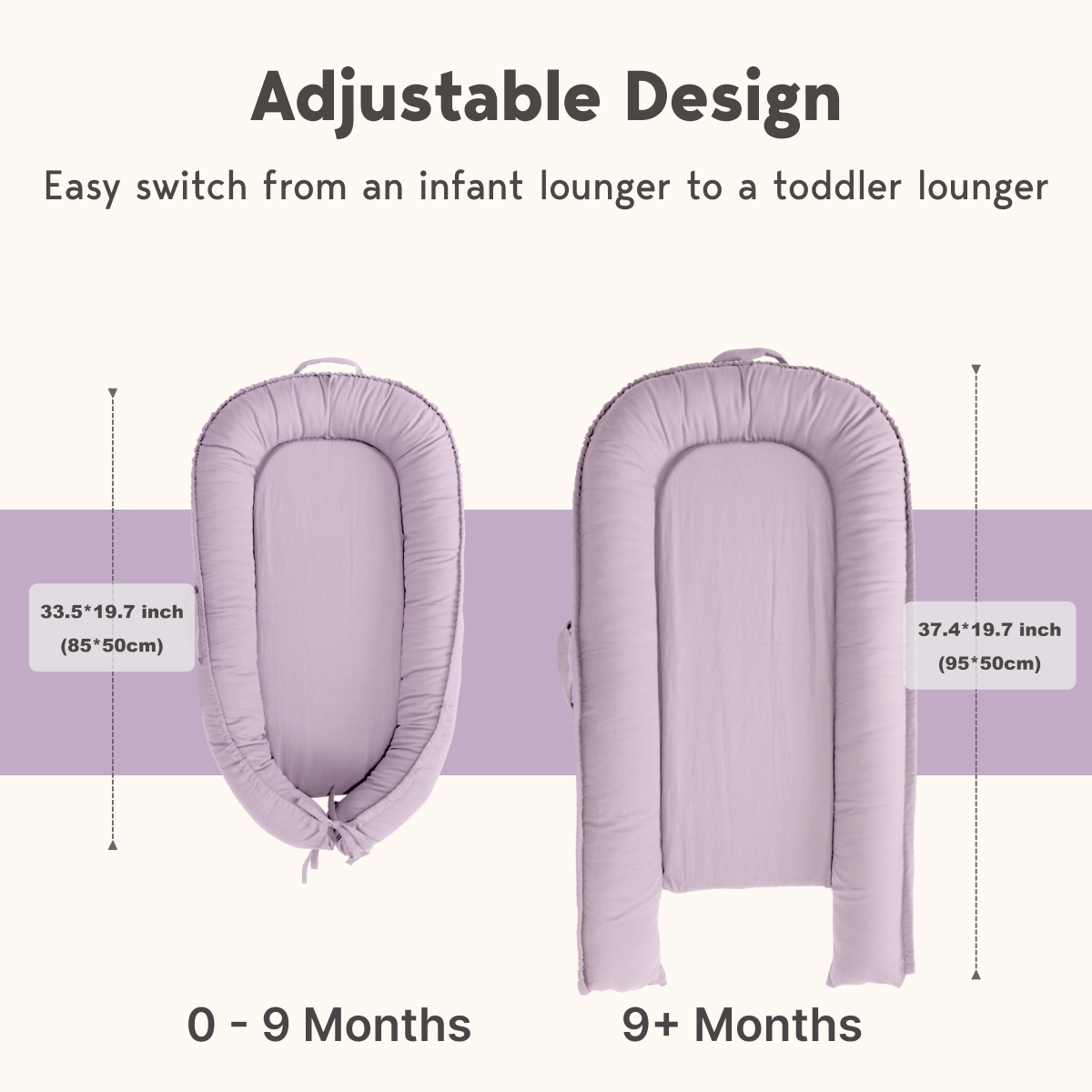 LoveryTots Classic Baby Lounger - Cotton - LavenderBlush