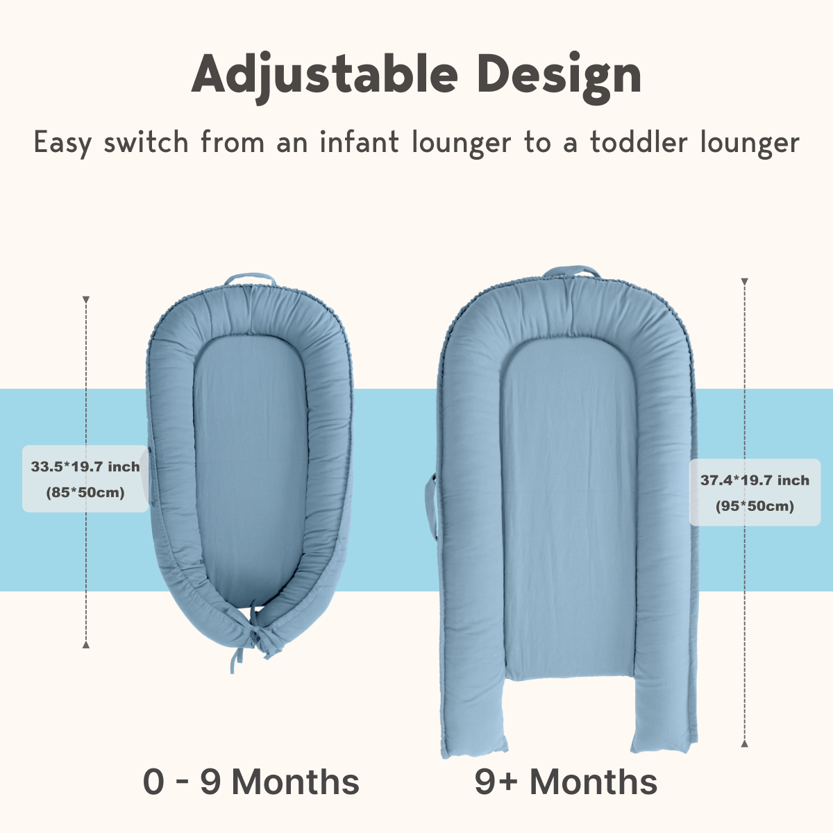 LoveryTots Classic Baby Lounger - Cotton - DenimBlue