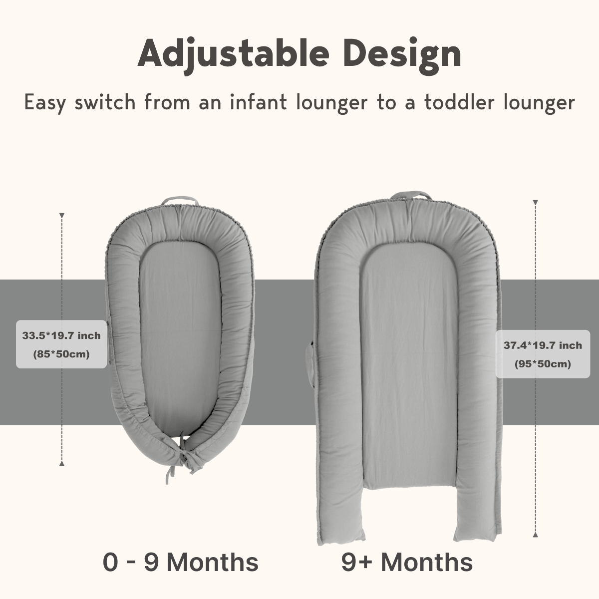 LoveryTots Classic Baby Lounger - Cotton - SlateGray