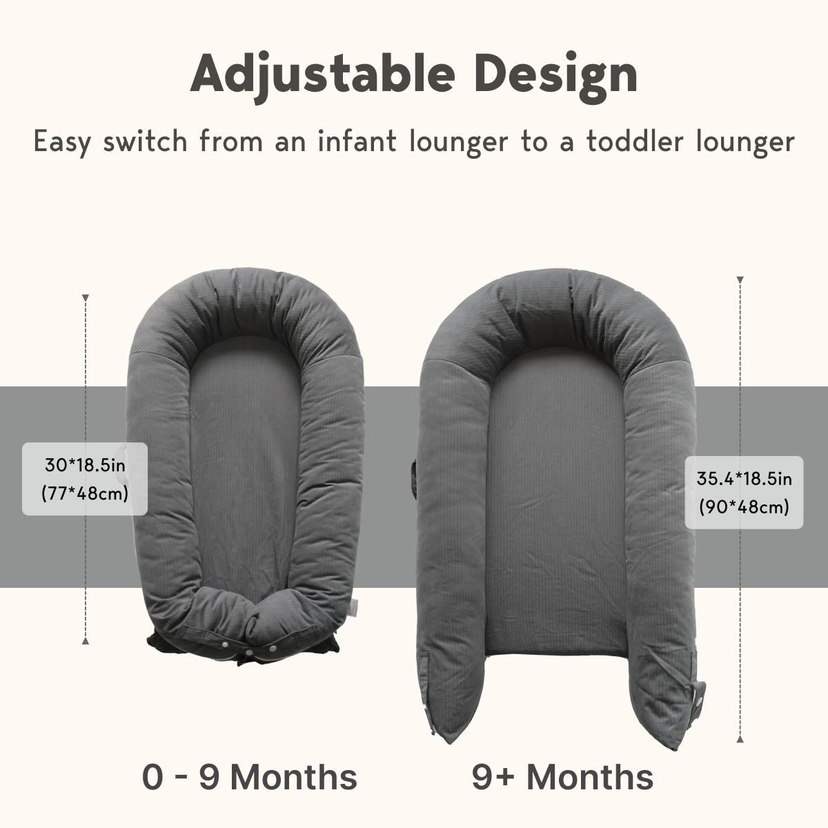 LoveryTots Deluxe Baby Lounger - Cotton - DarkGray