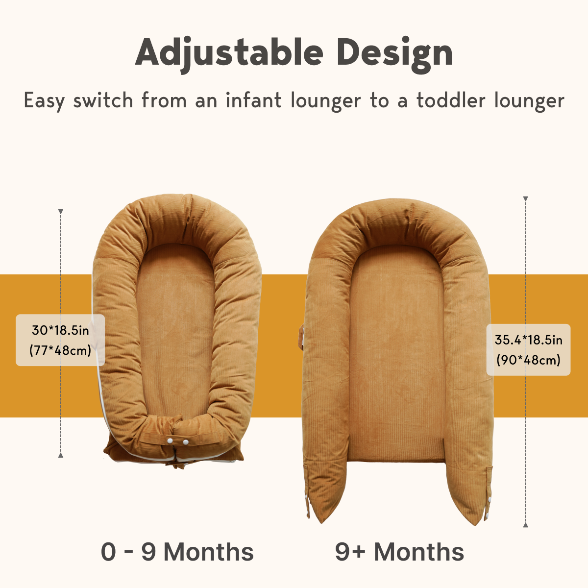 LoveryTots Deluxe Baby Lounger - Cotton - GoldenBrown